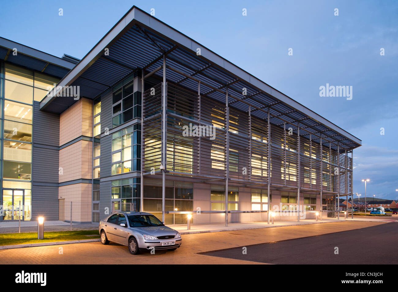 Ceredigion County Council local government offices, exterior, night, Aberystwyth Wales UK Stock Photo