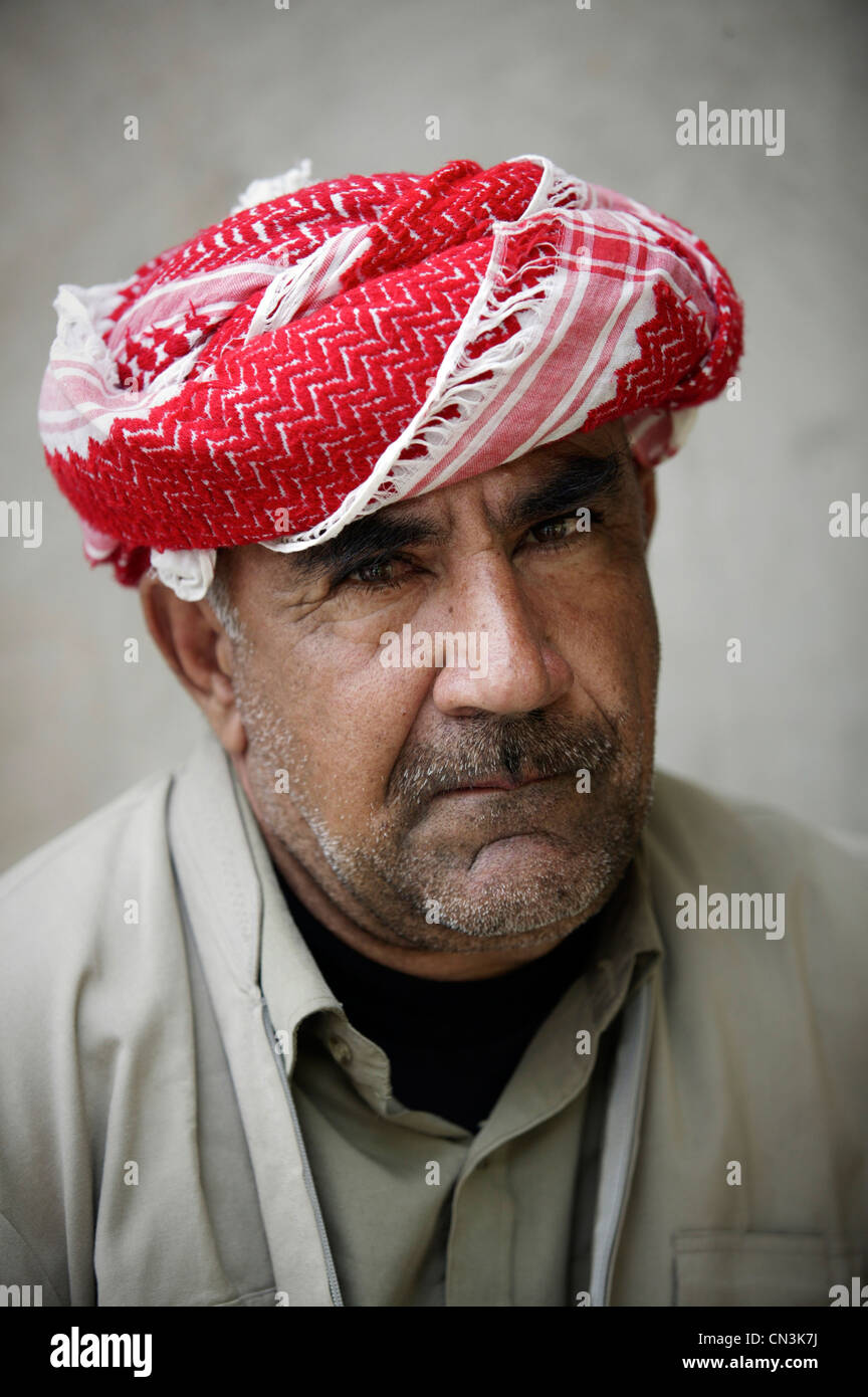 A Kurdish man from the Barzan area. He was tortured by Saddam Hussein's soldiers during the war and loss of speech. Stock Photo