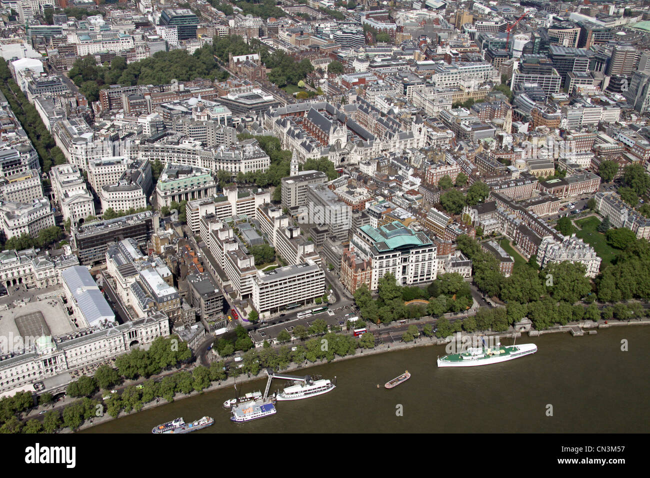 Aerial view of King's College University and Temple Place, London WC2 Stock Photo