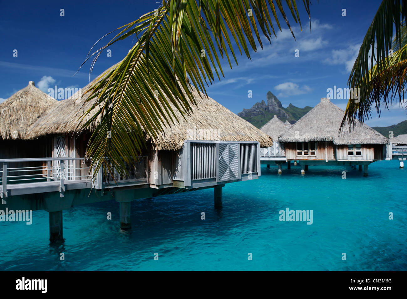 France, French Polynesia, Society Archipelago, Leeward Islands, Bora Bora, St Regis luxury hotel and resort Stock Photo