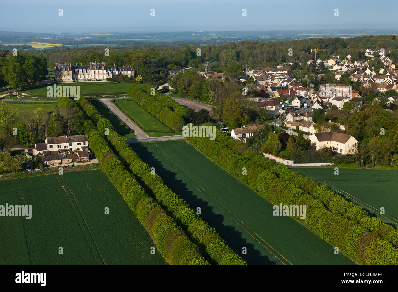 France, Yvelines, Thoiry, the castle (aerial view) Stock Photo