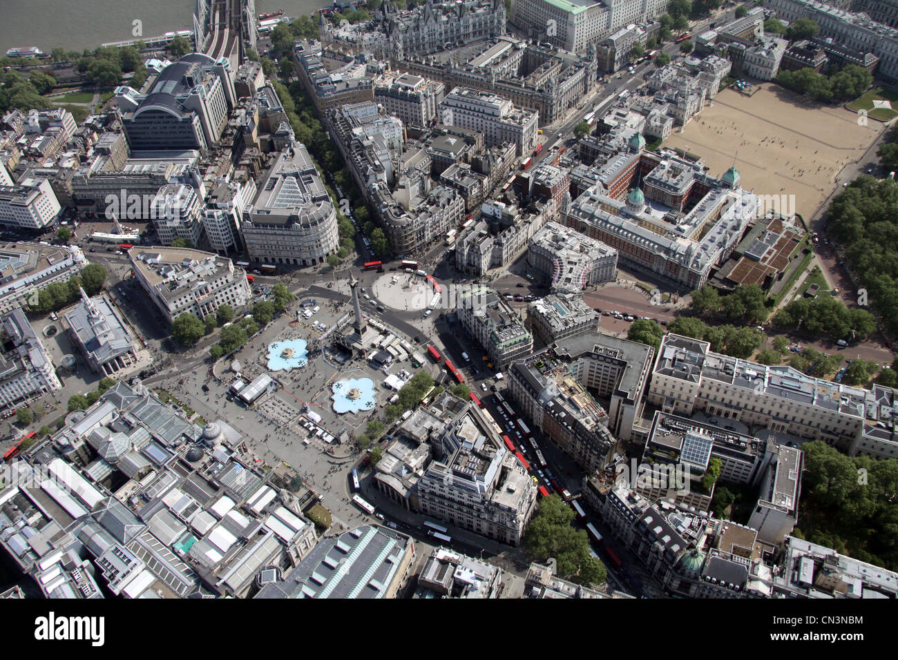 aerial view of Trafalgar Square, London SW1 Stock Photo