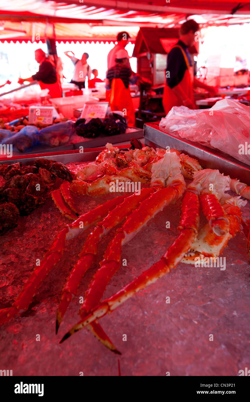 Norway, Hordaland County, Bergen, Fish Market on Square Stock