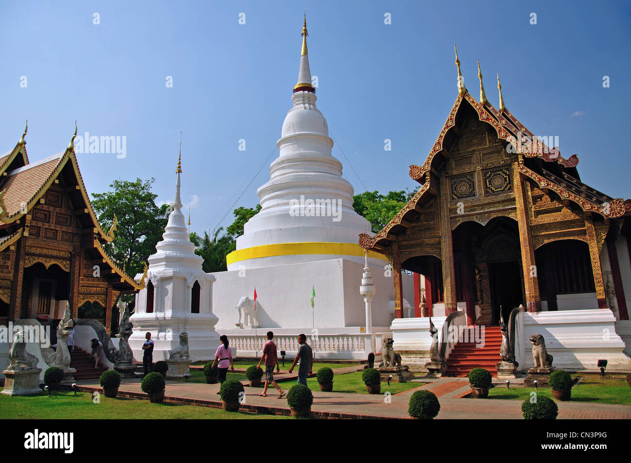 The Phrathatluang Chedi, Wat Phra Singh, Chiang Mai, Chiang Mai Province, Thailand Stock Photo