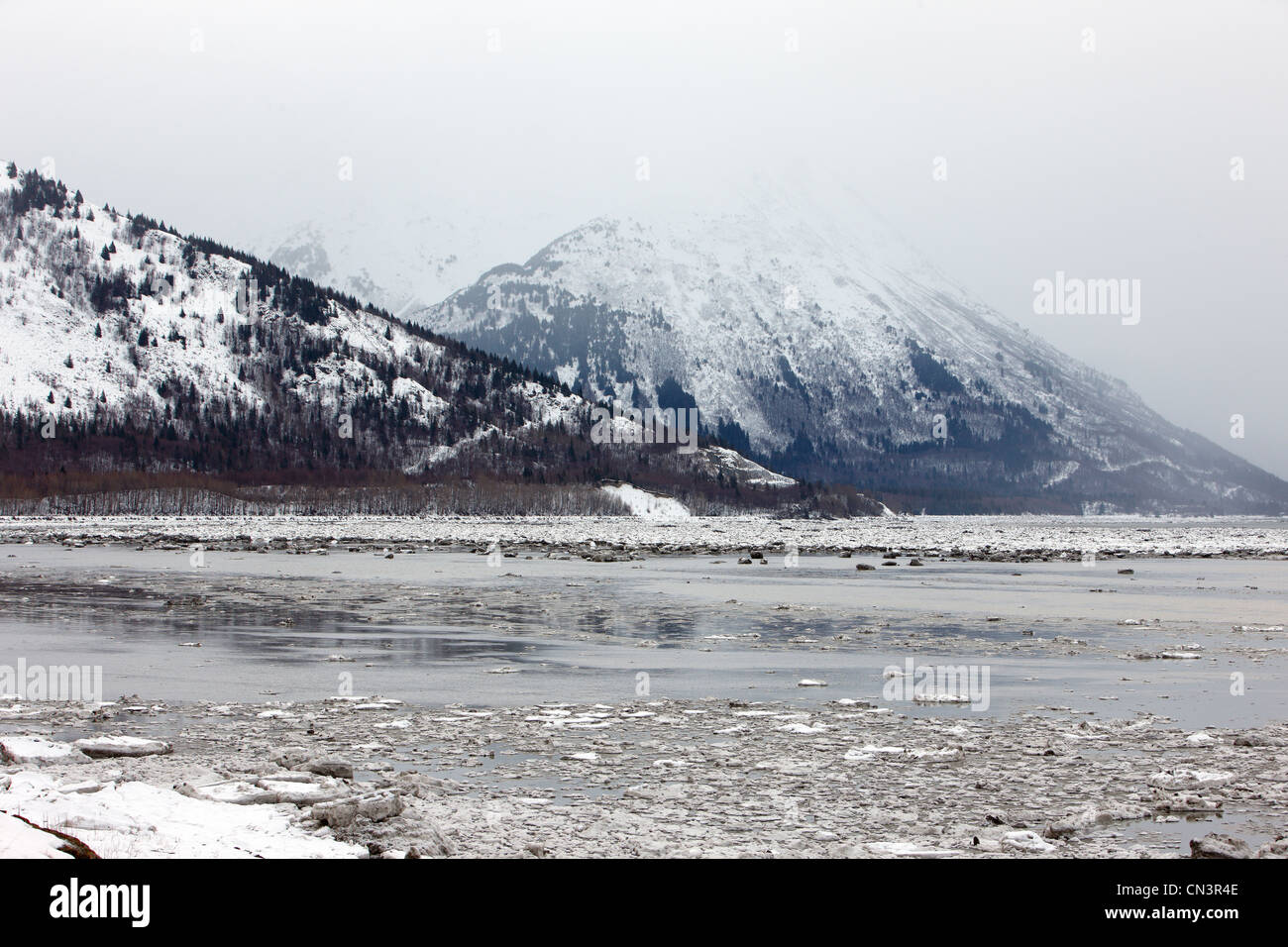 United States, Alaska, landscape of mountain and sea Stock Photo