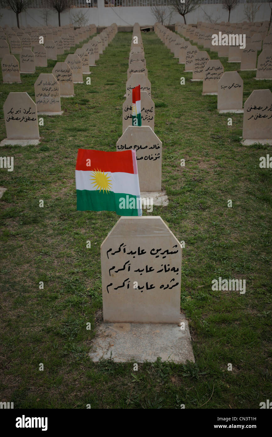 A memorial of Halabja in Iraqi Kurdistan. In marsh 16: th 1988 the city was attacked by Saddam Hussein's army. 5000 was killed by gas. Operation Anfal Stock Photo