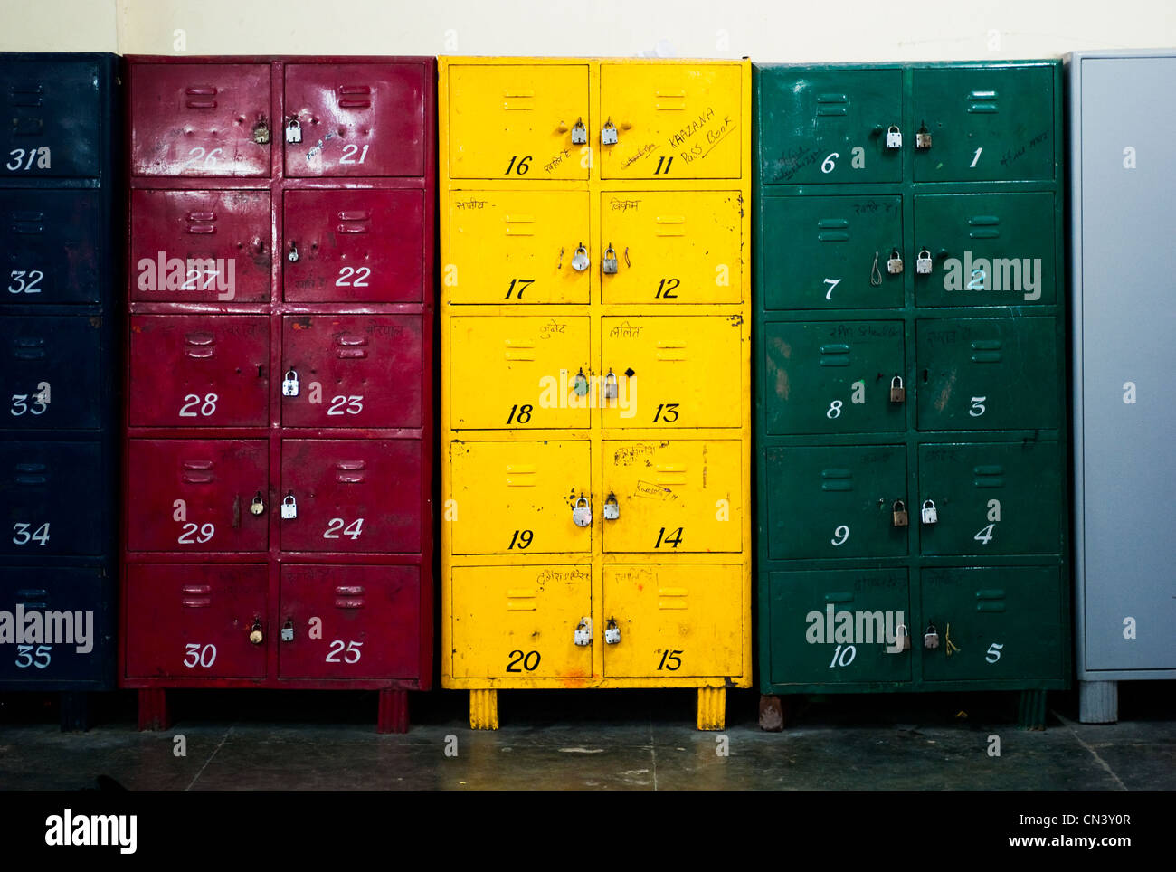 Numbered lockers in India Stock Photo Alamy