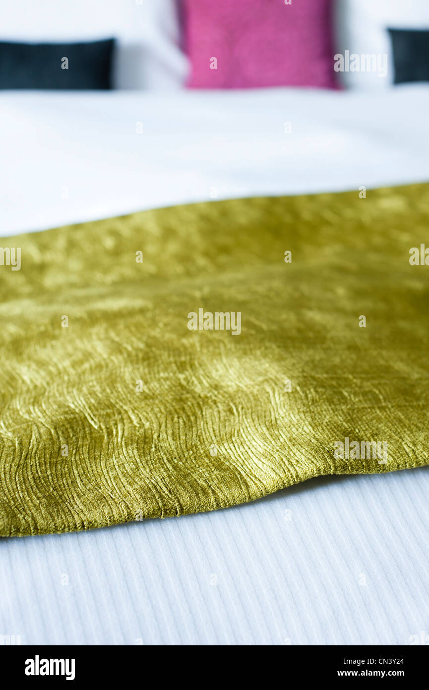 Abstract of luxury bedding with contrasting fabrics Stock Photo