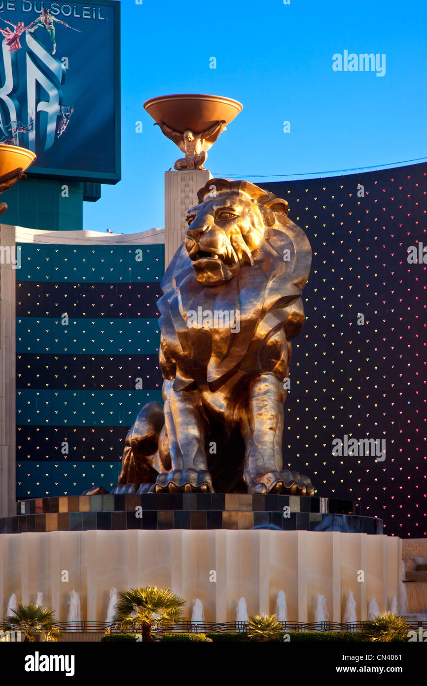 The MGM Lion at the entrance to the MGM Hotel and Casino, Las Vegas Nevada, USA Stock Photo