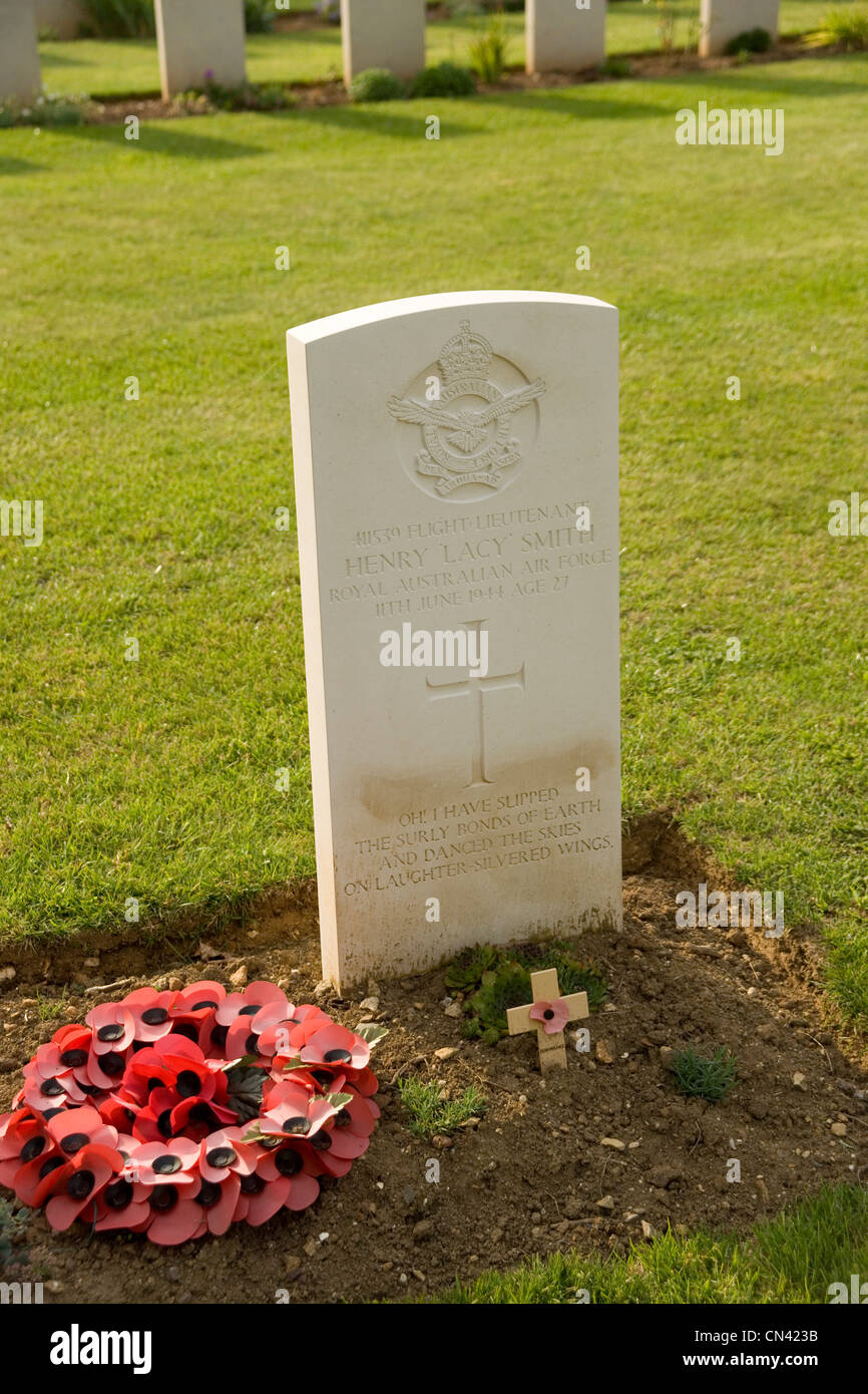Royal Australian Air Force grave in Ranville British Commonwealth war