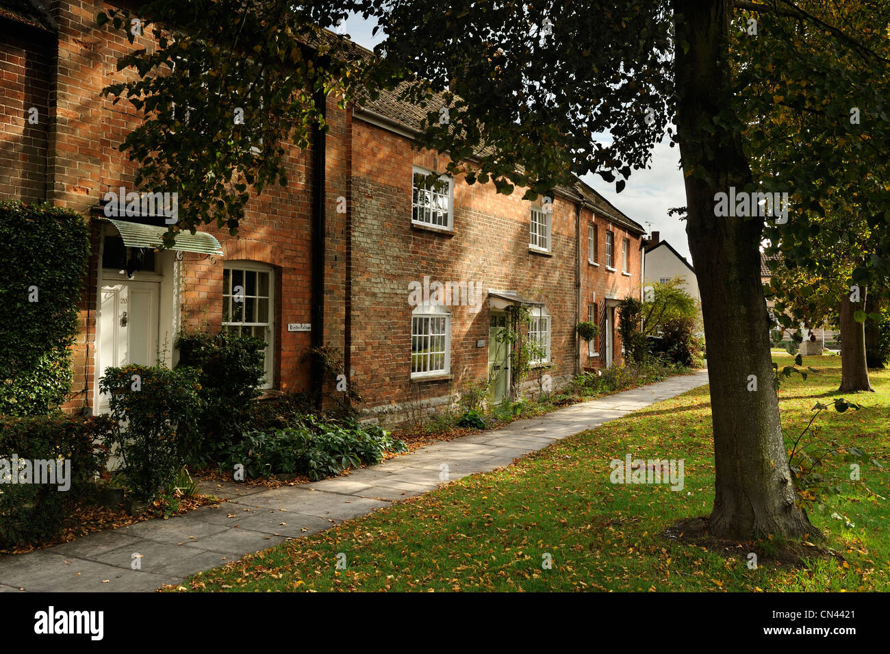 A peaceful terrace of houses in the village of North Curry, Somerset
