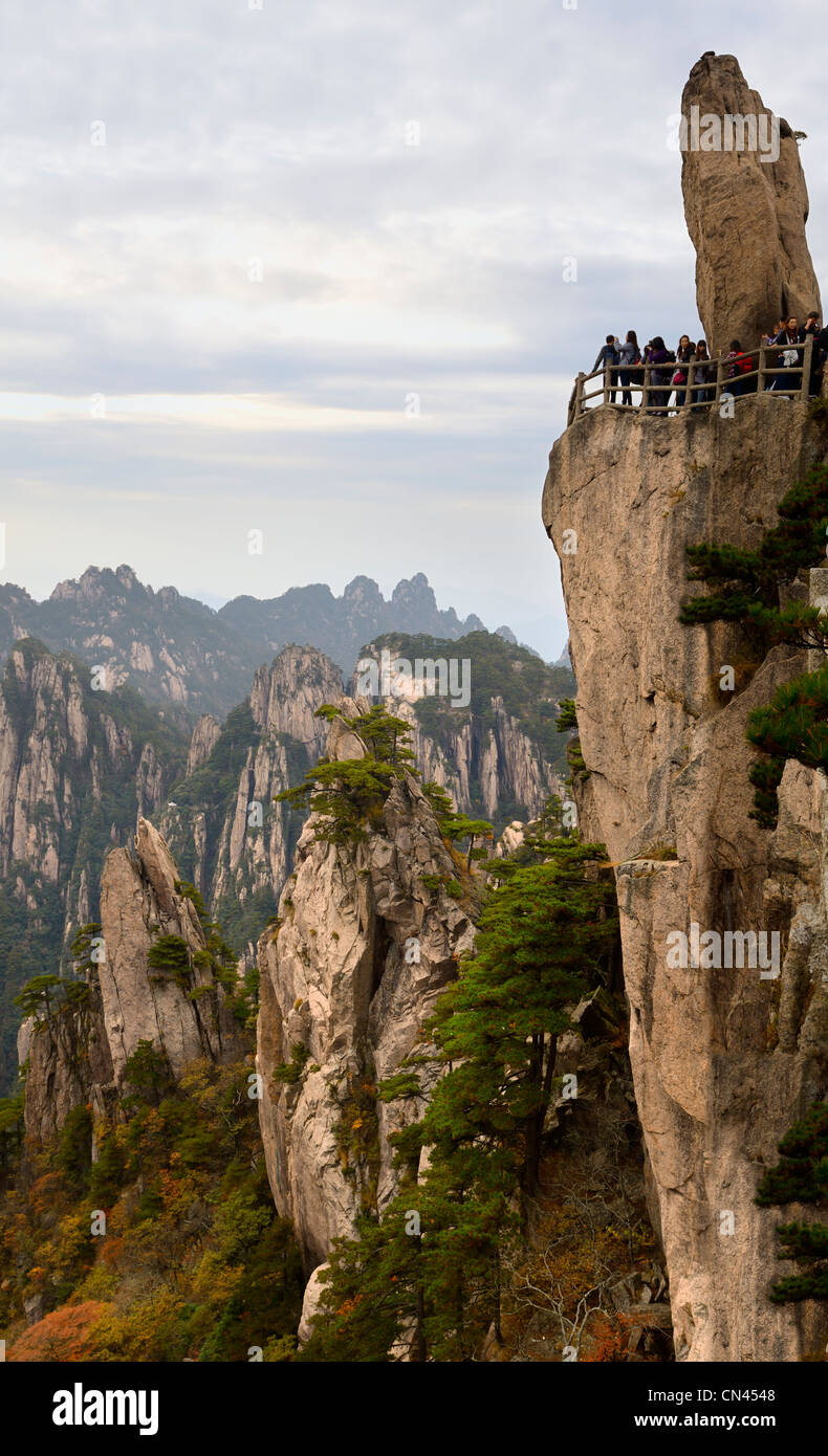 Mystical Peak Flying From Afar at West Sea Grand Canyon area of Huangshan Yellow Mountain China Stock Photo