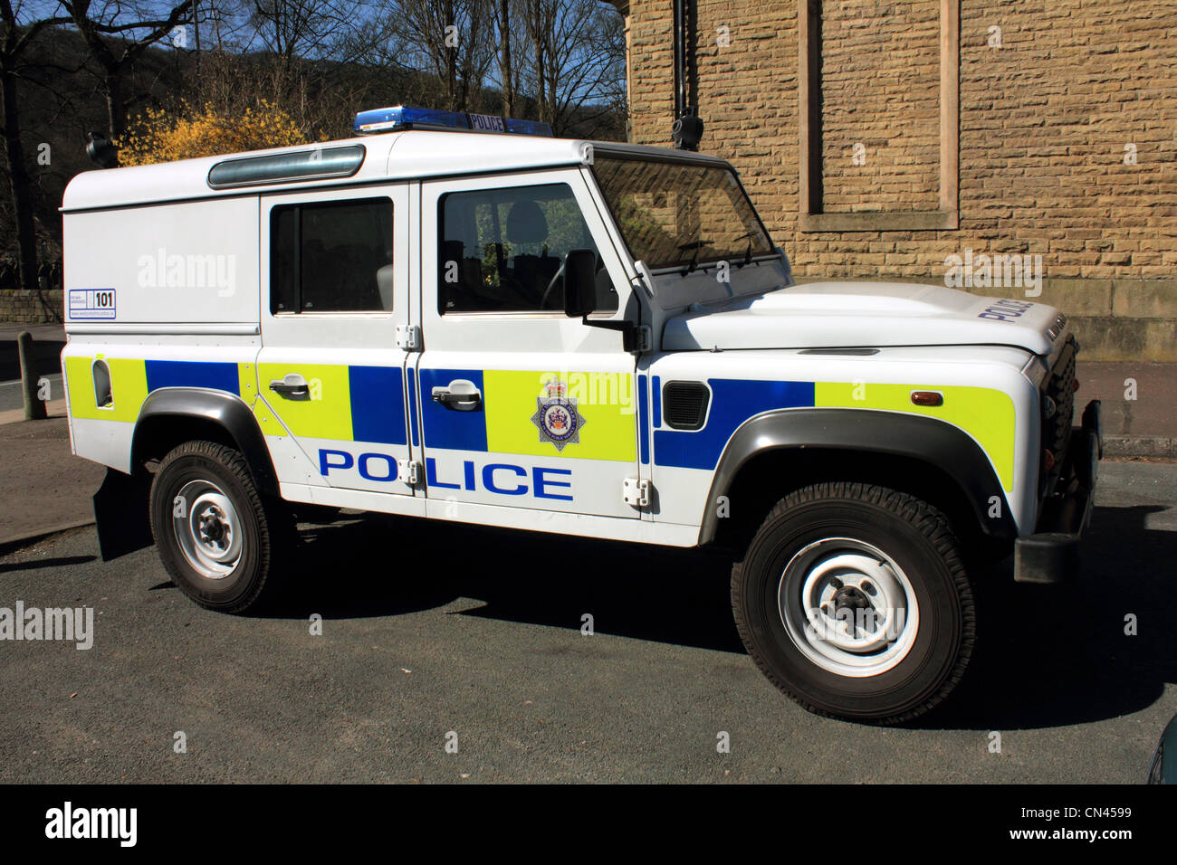 Police Off Road Land Rover used for rescue and other operations Stock Photo