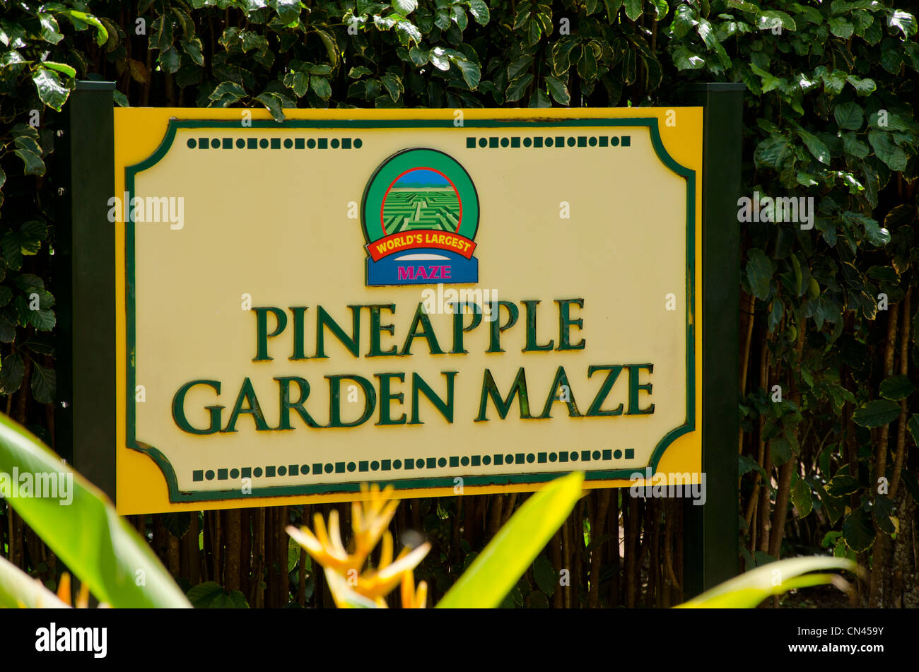 Sign For The Pineapple Garden Maze At The Dole Plantation In