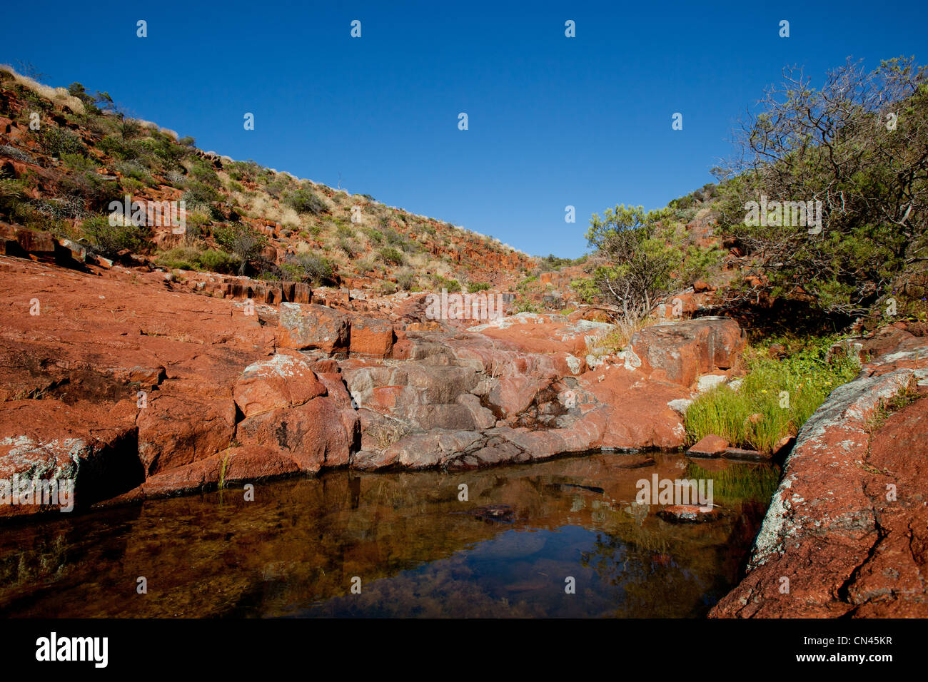 Rock pool Gawler Ranges South Australia Stock Photo
