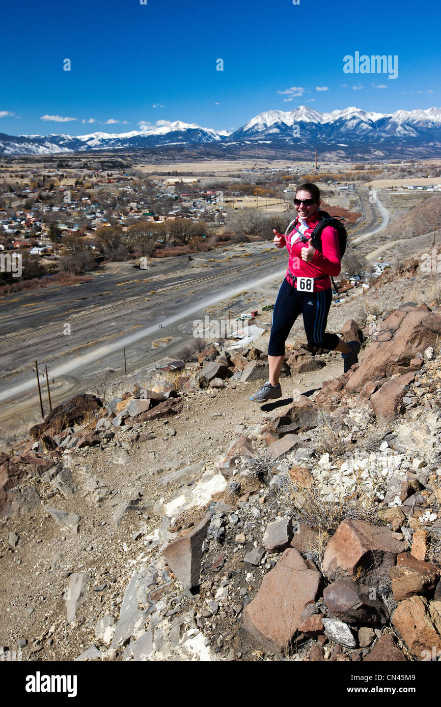 Runners compete in the Run Through Time Half Marathon, Salida, Colorado
