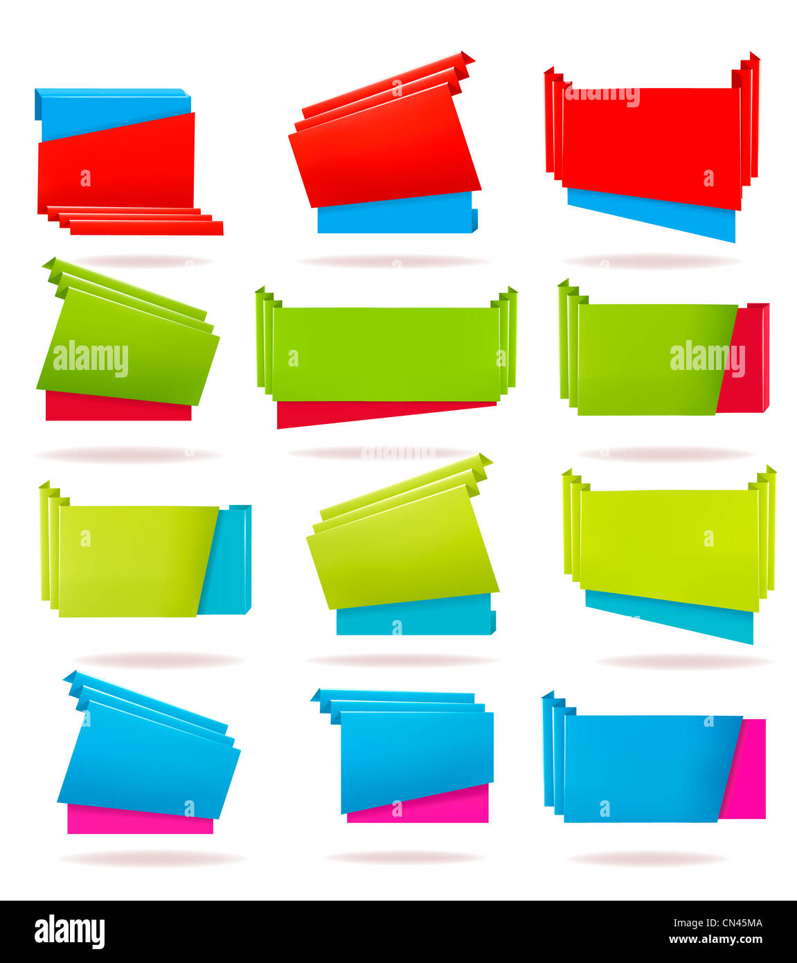 Set of colorful origami paper banners Stock Photo Alamy