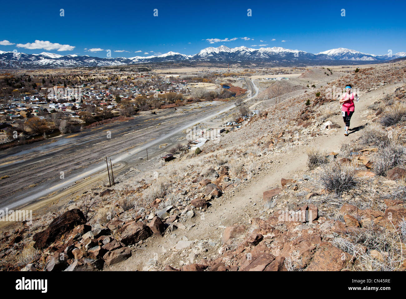 Runners compete in the Run Through Time Half Marathon, Salida, Colorado