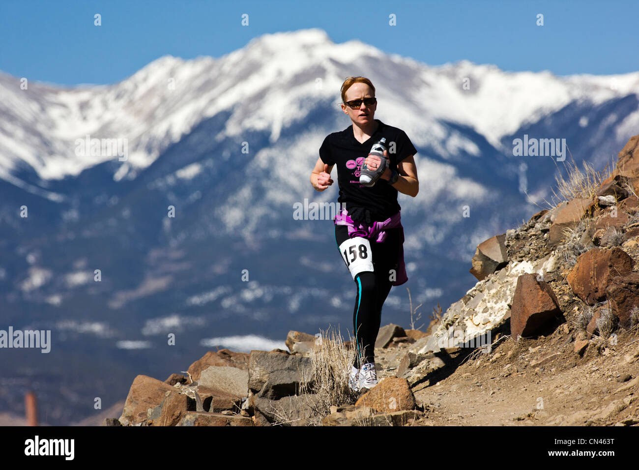 Runners compete in the Run Through Time Half Marathon, Salida, Colorado