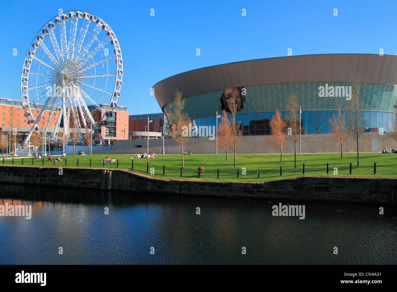 England Merseyside Liverpool, Echo Arena & Big Wheel from Albert dock Stock Photo