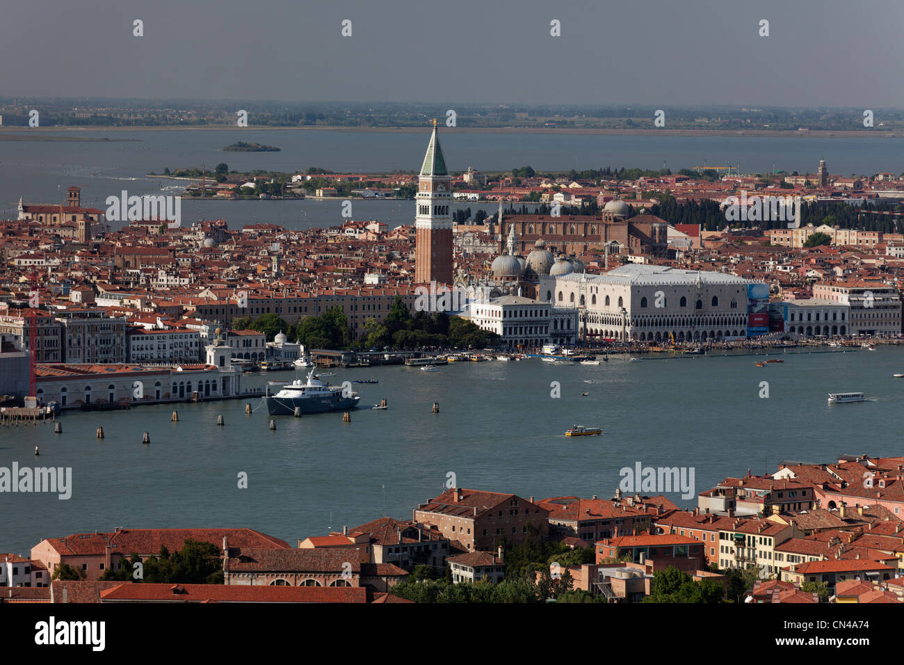 Italy, Veneto, Venice, listed as World Heritage by UNESCO, San Marco, St Mark's Square (Piazza San Marco) (aerial view) Stock Photo