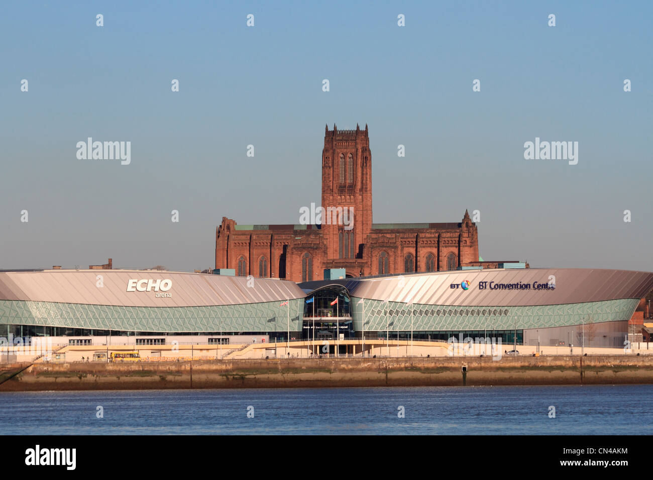 England Merseyside Liverpool, Echo arena, BT Convention centre & Anglican cathedral Stock Photo