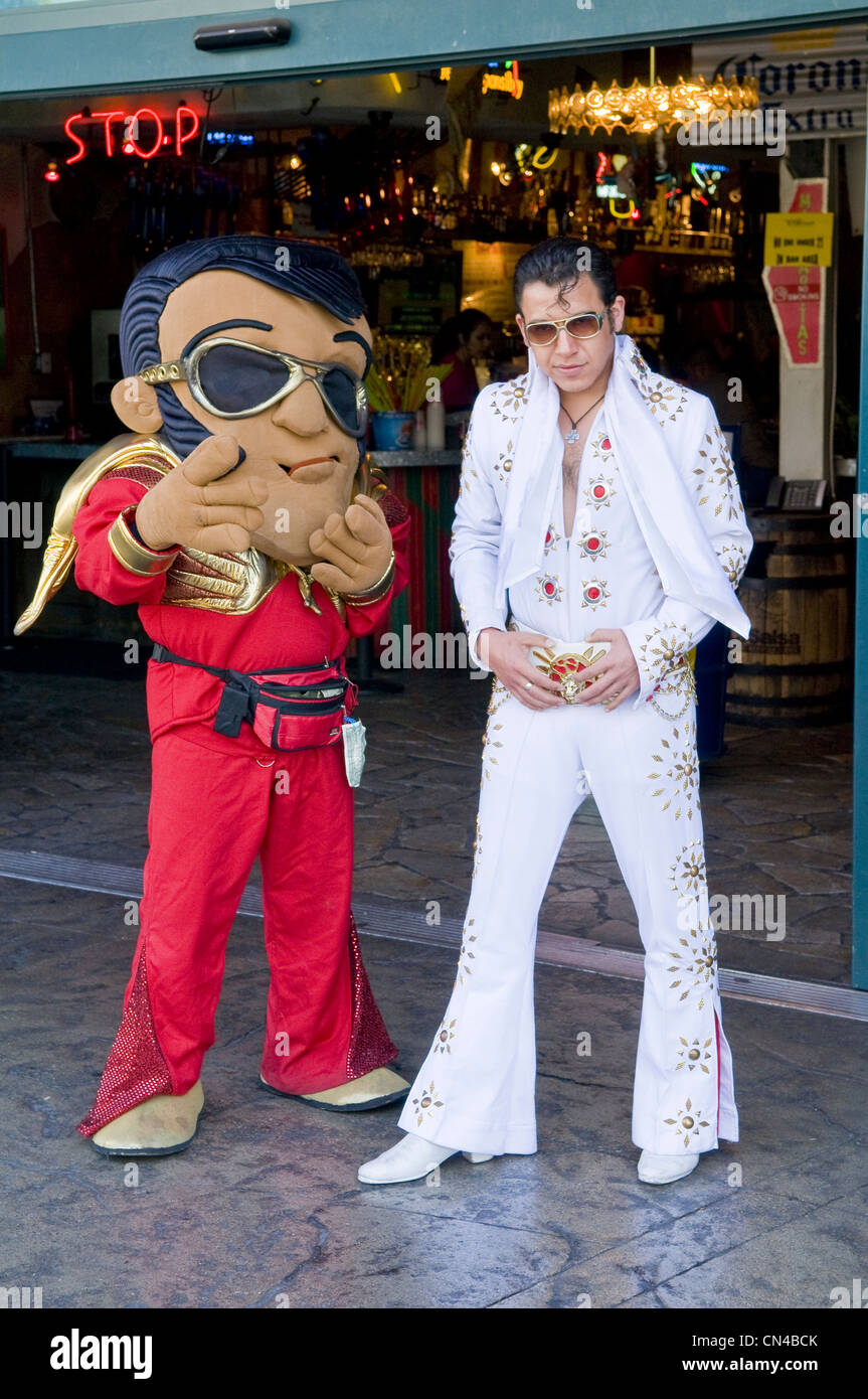 United Statess, Nevada, Las Vegas, replic of Elvis Presley on Las Vegas Boulevard, the Strip Boulevard Stock Photo