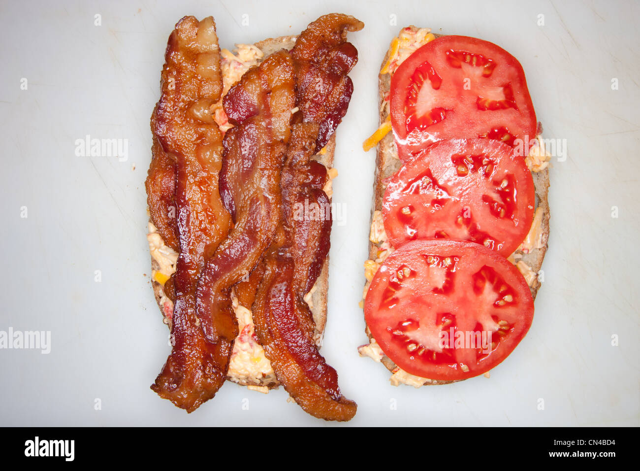 Bacon and tomato sandwich Stock Photo