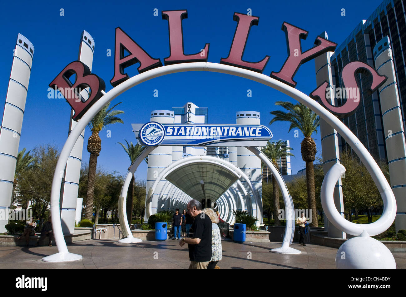 United Statess, Nevada, Las Vegas, Ballys casino hotel view since the Strip, Las Vegas Boulevard Stock Photo