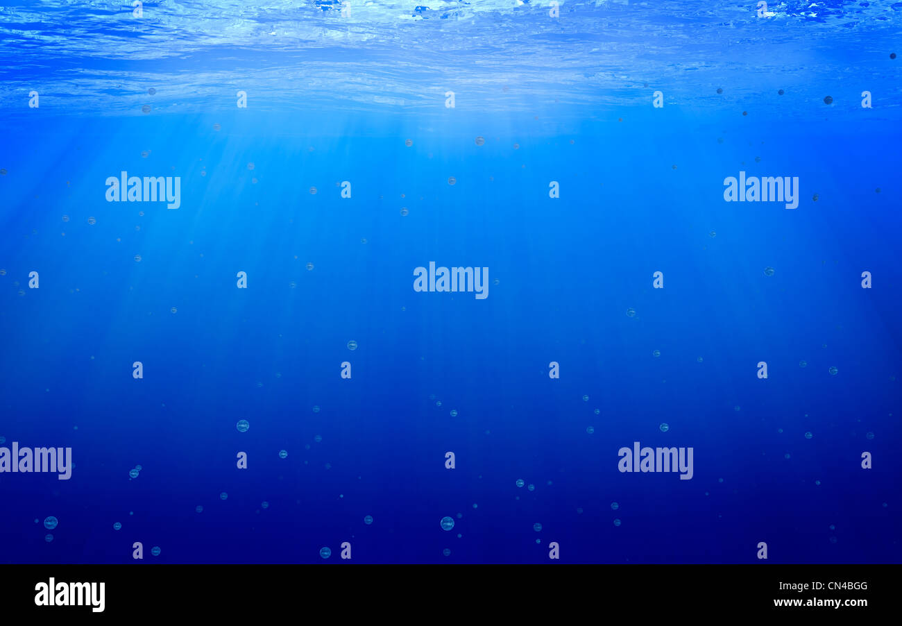 Underwater scene with sun rays and bubbles Stock Photo - Alamy