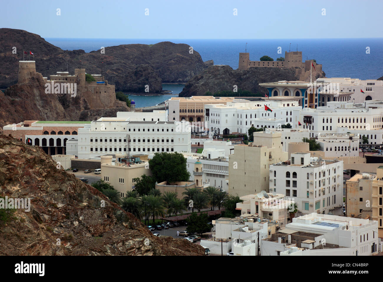 Blick auf die Altstadt von Muscat Stock Photo