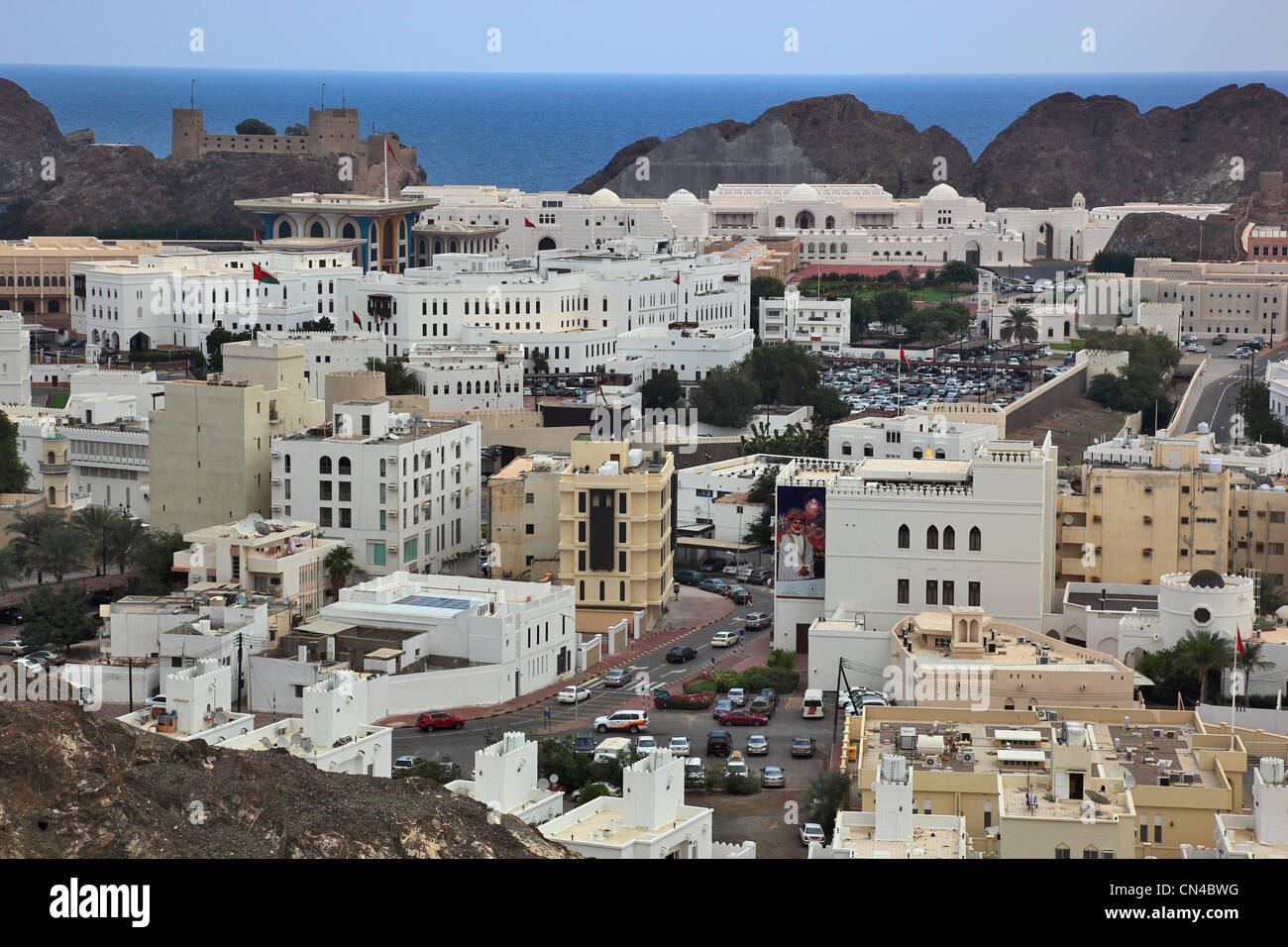 Blick auf die Altstadt von Muscat Stock Photo
