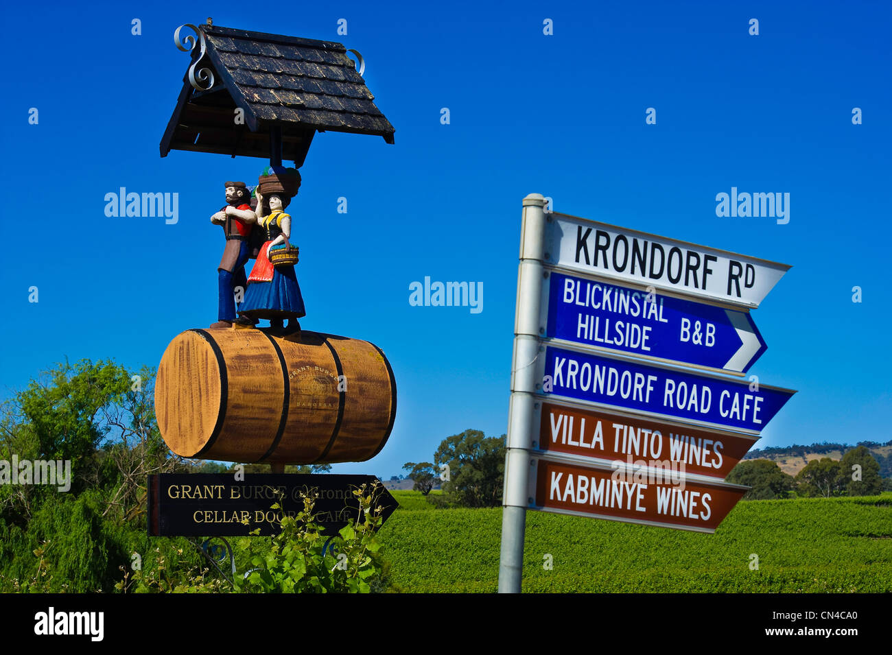 Australia, South Australia, Barossa Valley, Grant Burge winery singboard Stock Photo