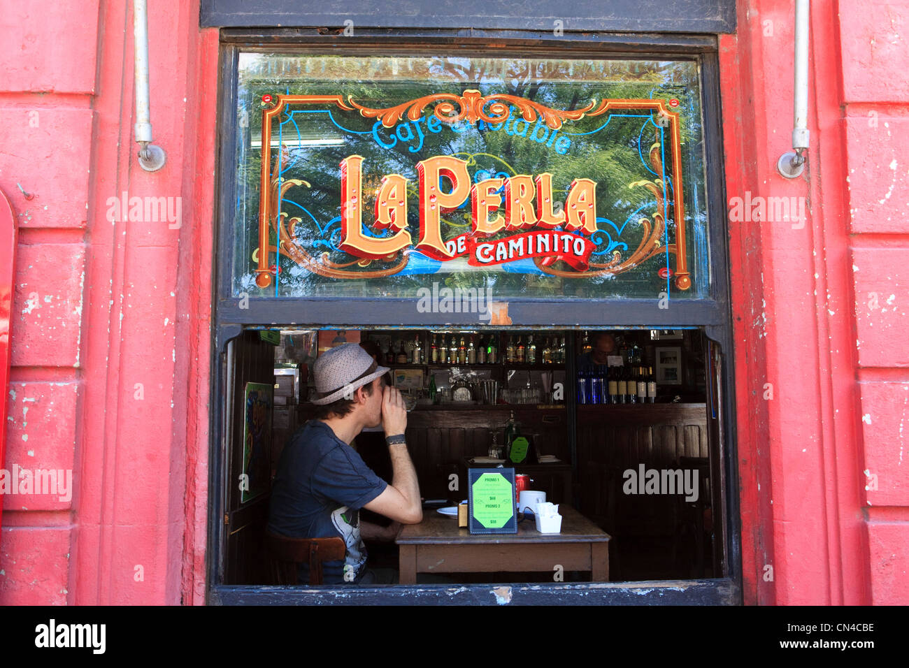 Argentina, Buenos Aires, La Boca district, La Perla de Caminito bar on Mendoza Avenue near Caminito street Stock Photo