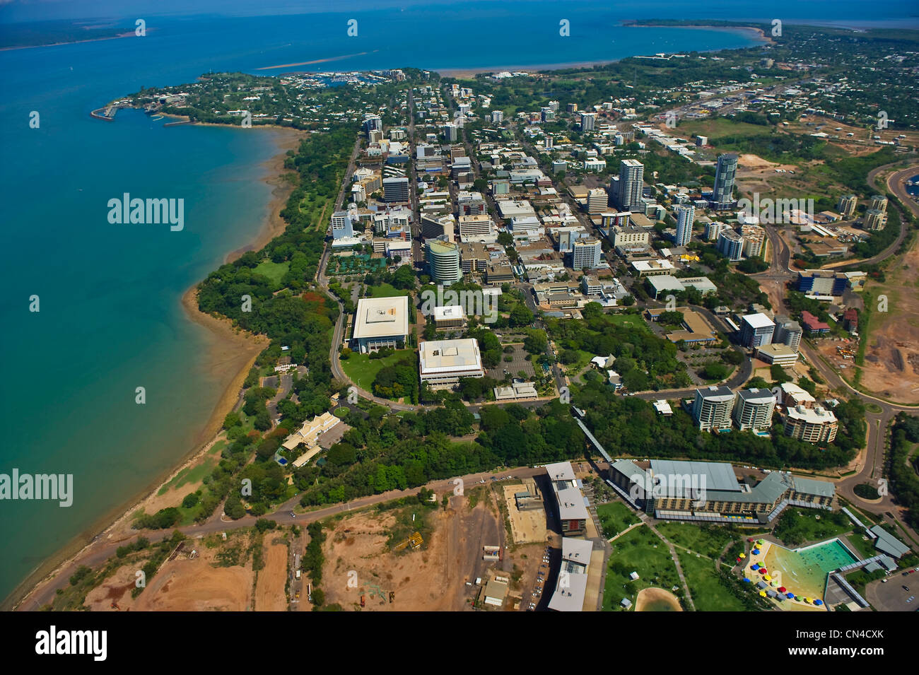 Australia, Northern Territory, Darwin, town center (aerial view) Stock Photo