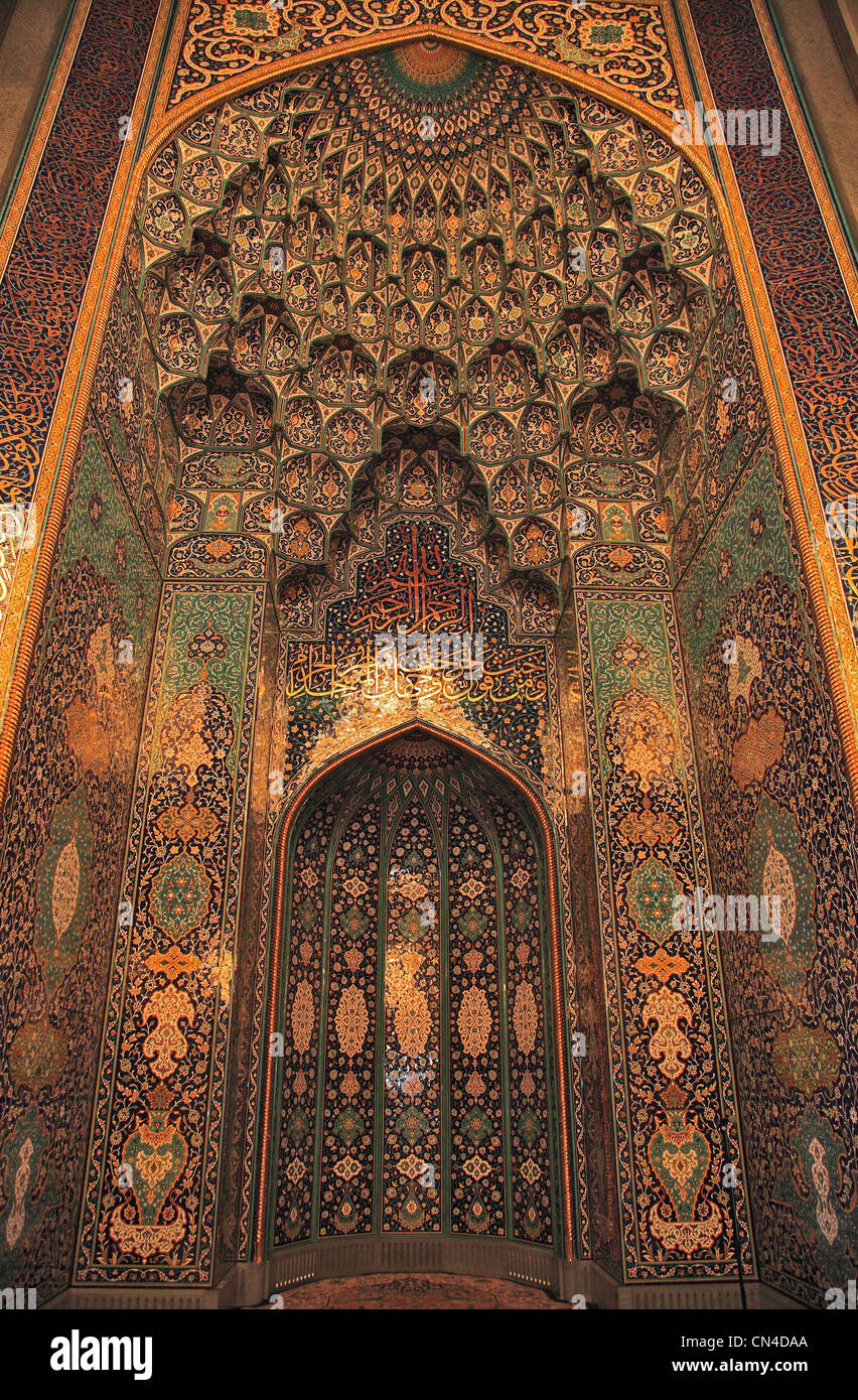 Die Große Sultan-Qabus-Moschee in Muscat ist die Hauptmoschee in Oman.  Männergebetshalle Stock Photo