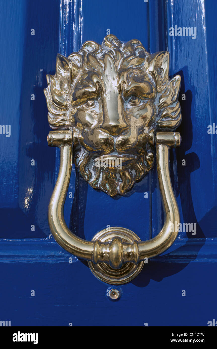 Traditional brass door knocker Stock Photo