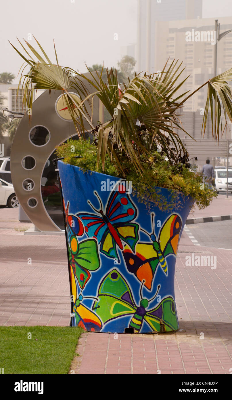 Painted decorative street planter box, Dubai, United Arab Emirates