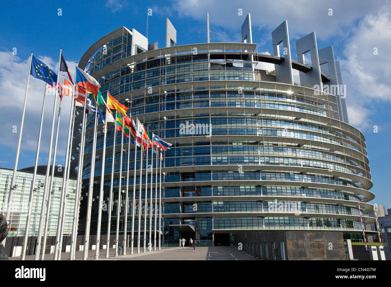 France, Bas Rhin, Strasbourg, European Institution District or European Quarter, the European Parliament by the architecture Stock Photo