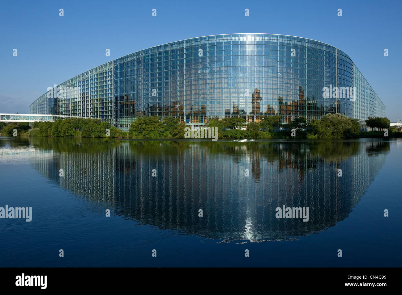 France, Bas Rhin, Strasbourg, European Institution District or European Quarter, the European Parliament by the architecture Stock Photo