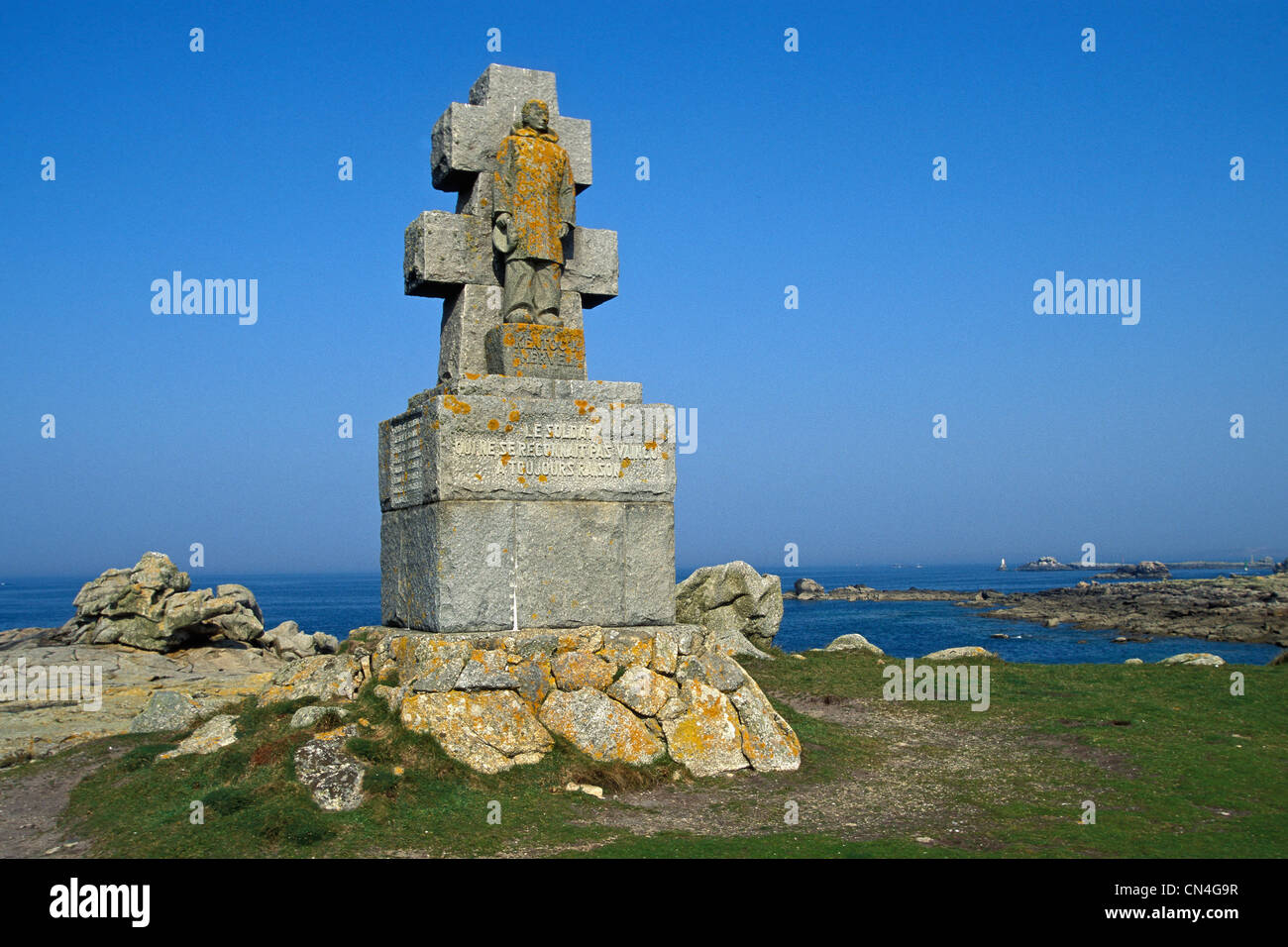 France, Finistere, Ile de Sein, monuments to the free Senas Stock Photo