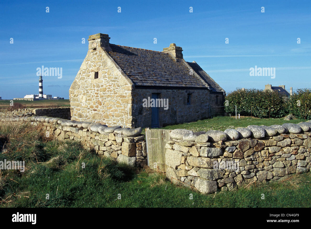 France, Finistere, Ile d'Ouessant, traditional house Stock Photo