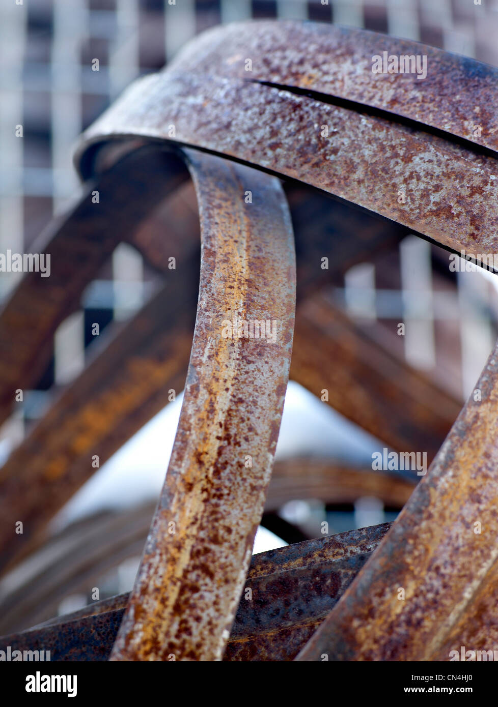 France, Cote d'Or, Beaune, feature: the Cooperage, Tricolored Fire, iron hoops Stock Photo