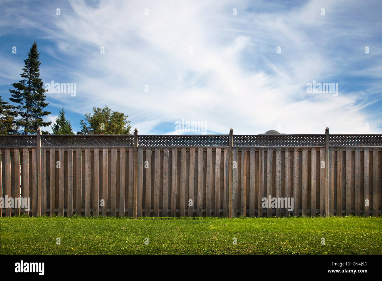 Wooden garden fence stock photo alamy