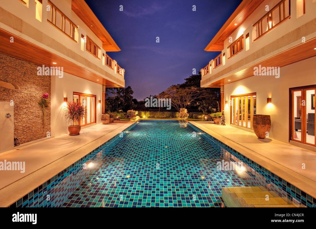 Villa with pool on a golf course in Hua Hin, Thailand Stock Photo