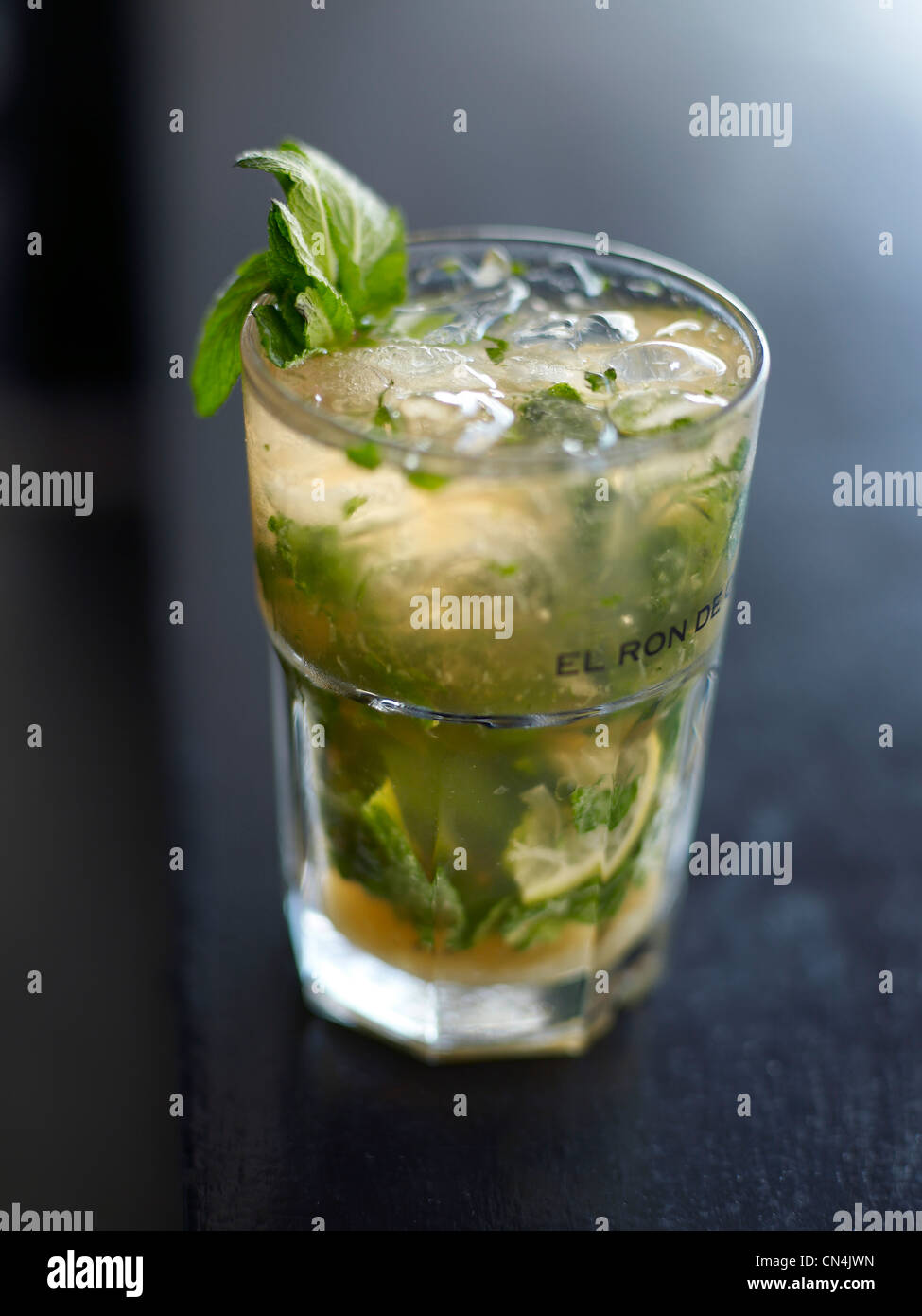 France, Pyrenees Atlantiques, Bidart, feature: Arnaud Daguin's coverage of the Basque country, mojito from the Blue Cargo Stock Photo
