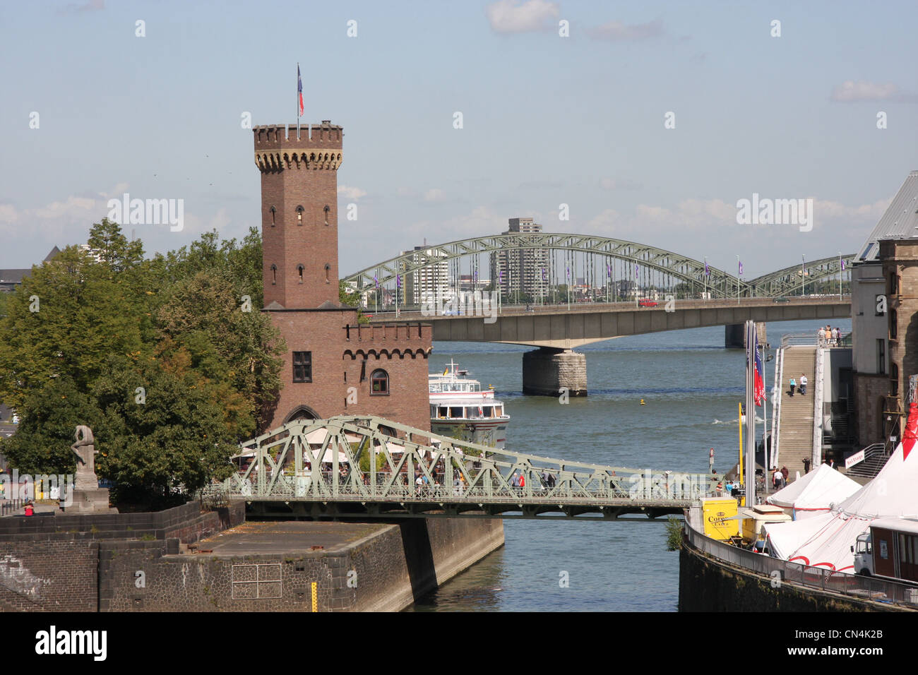 The Malakoff Tower at the Rheinauhafen (Rheinau harbor) in Cologne (Germany) Stock Photo