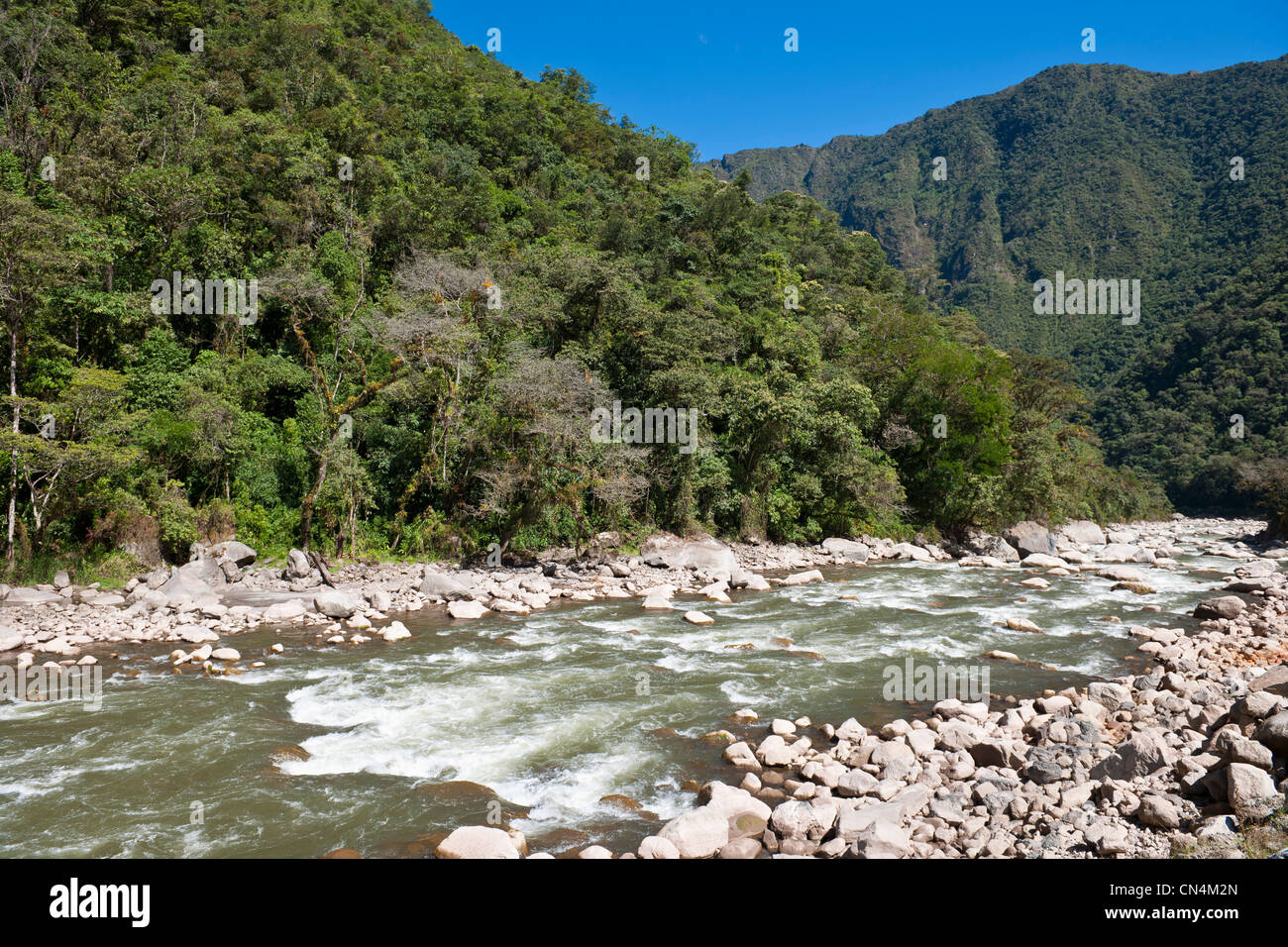 Peru, Cuzco Province, Rio Urubamba, torrent at the bottom of the Machu Picchu Stock Photo