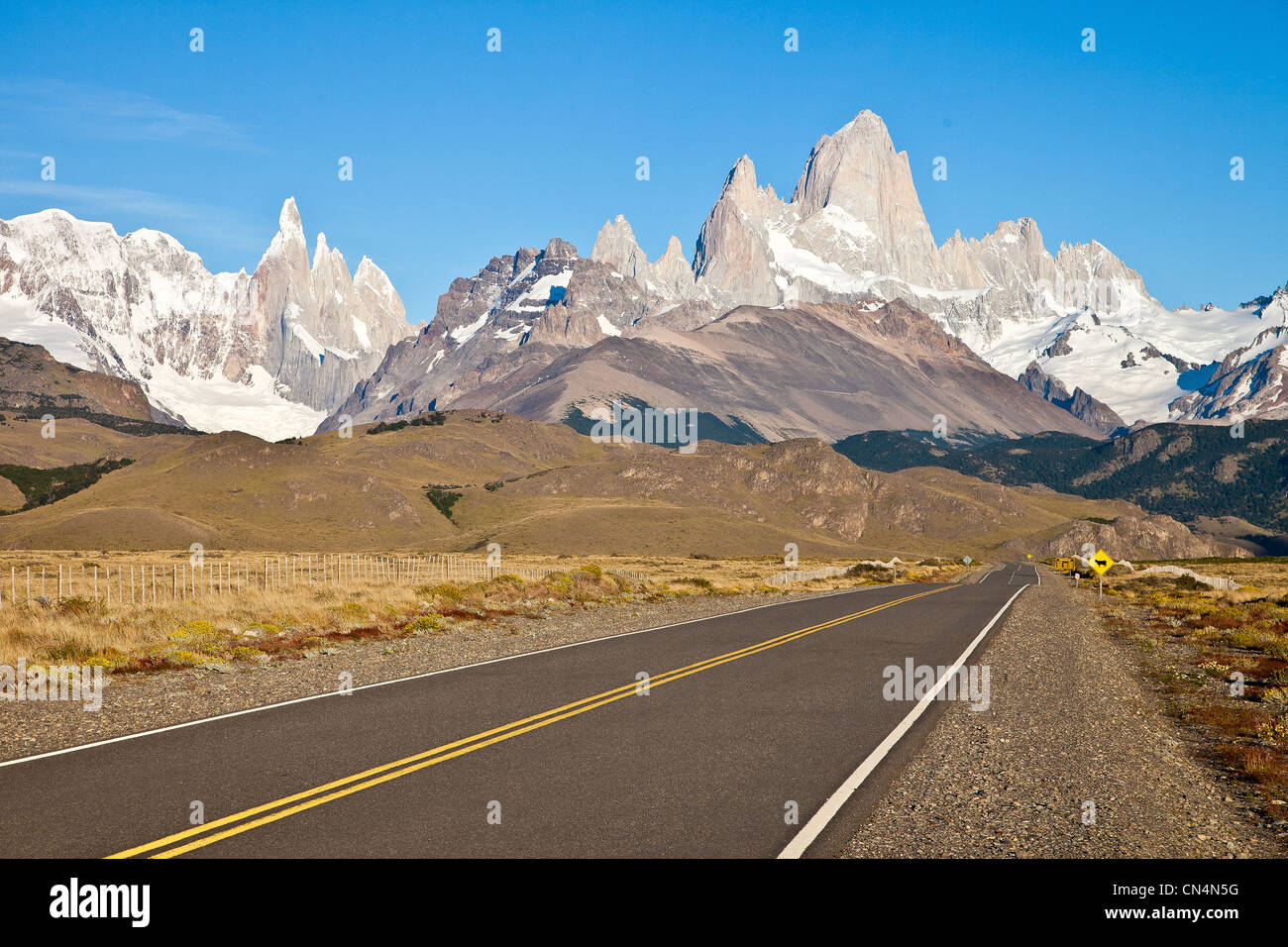 Argentina, Patagonia, Santa Cruz province, Los Glaciares National Park, listed as World Heritage by UNESCO, the road to El Stock Photo