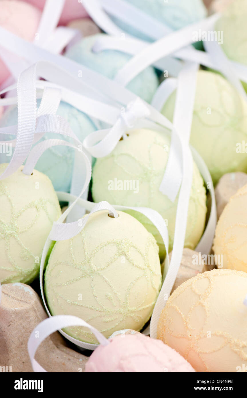 Handpainted and hand decorated egg shells to celebrate Easter at the